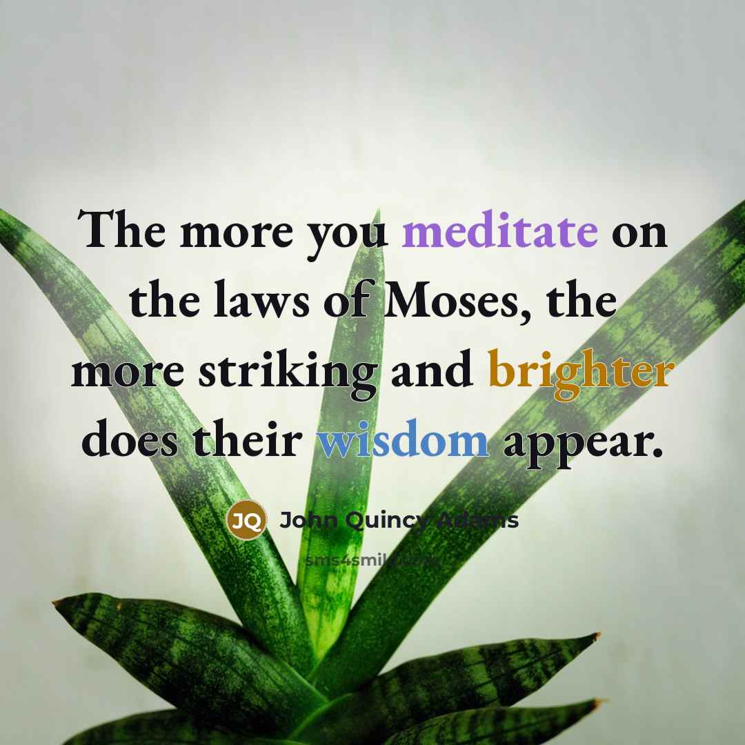 “The more you meditate on the laws of Moses, the…” quote by John Quincy Adams