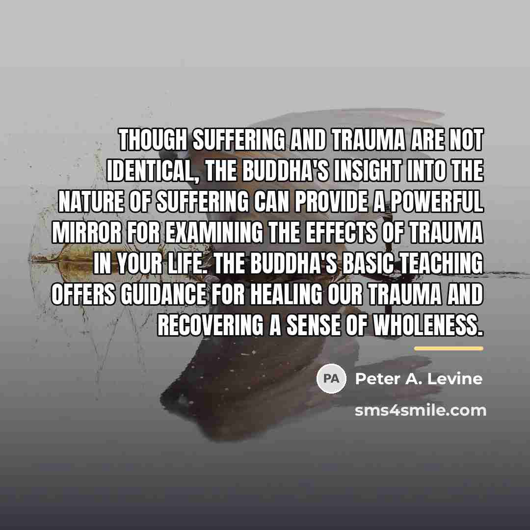 “Though suffering and trauma are not identical, the Buddha's insight…” quote by Peter A. Levine