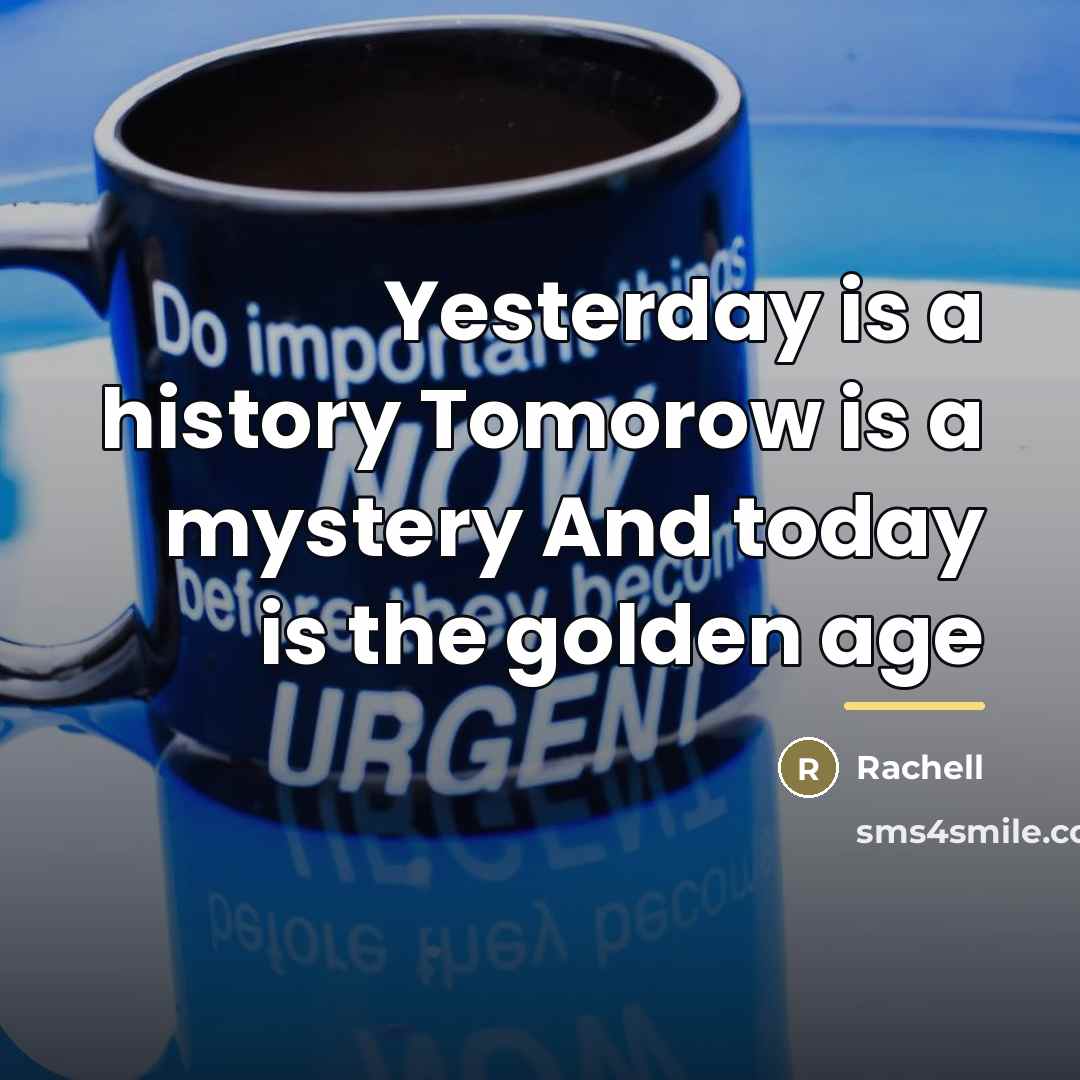 “Yesterday is a history Tomorow is a mystery And today…” quote by Rachell