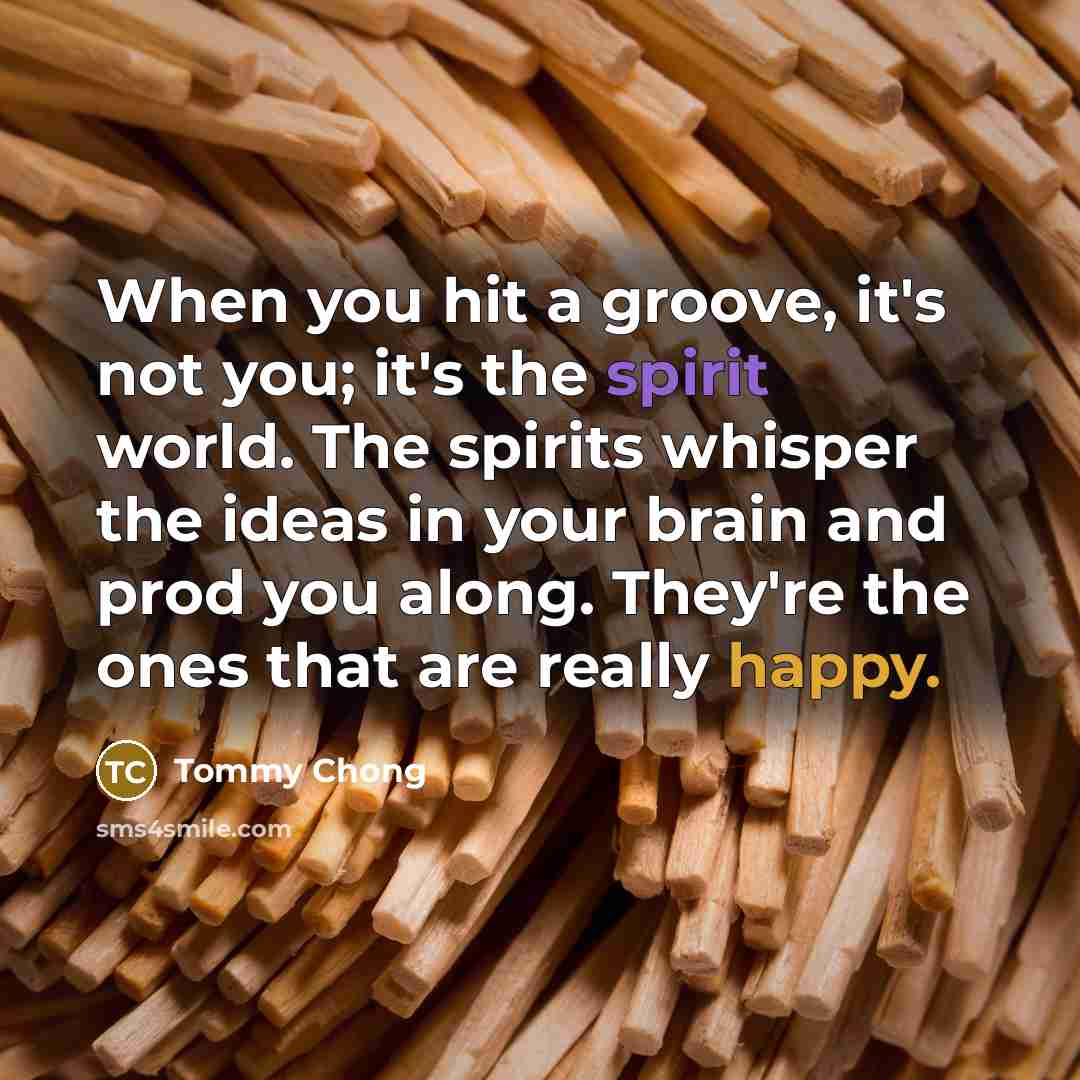 “When you hit a groove, it's not you; it's the…” quote by Tommy Chong