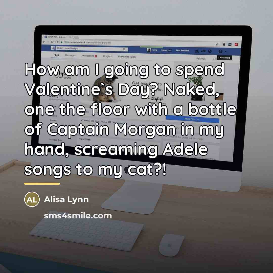 “How am I going to spend Valentine`s Day? Naked, one…” quote by Alisa Lynn
