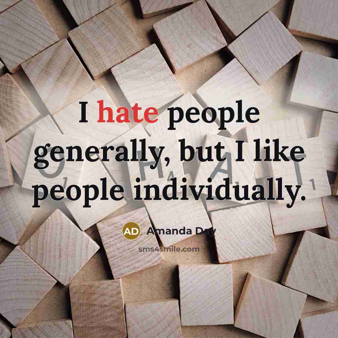 “I hate people generally, but I like people individually.…” quote by Amanda Day