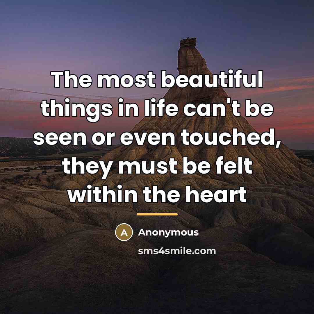 “The most beautiful things in life can't be seen or…” quote by Anonymous