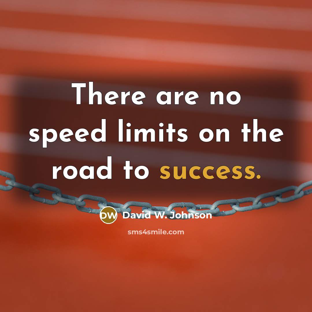 “There are no speed limits on the road to success.…” quote by David W. Johnson