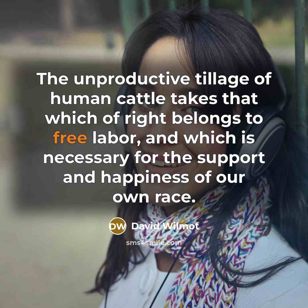 “The unproductive tillage of human cattle takes that which of…” quote by David Wilmot