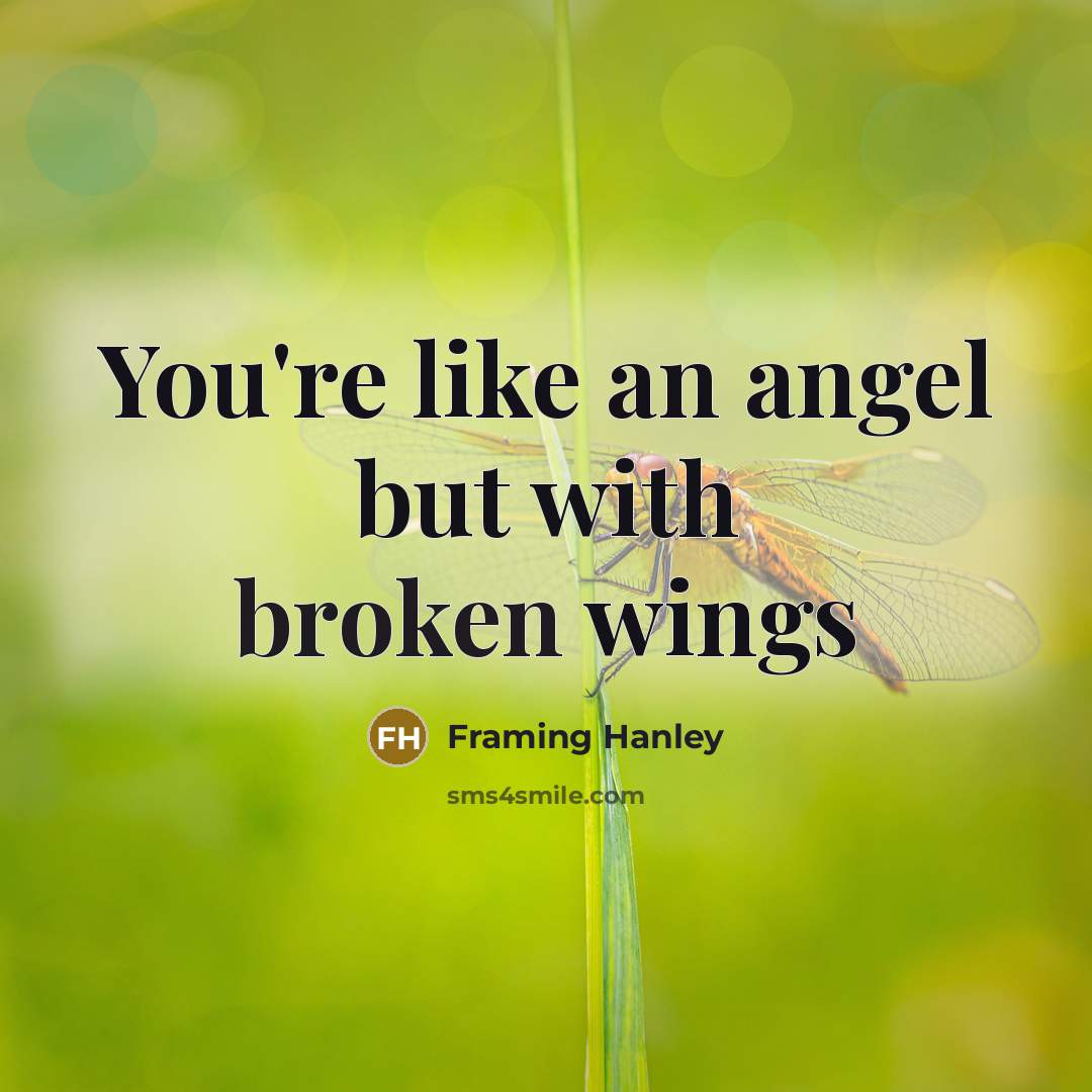 “You're like an angel but with broken wings…” quote by Framing Hanley
