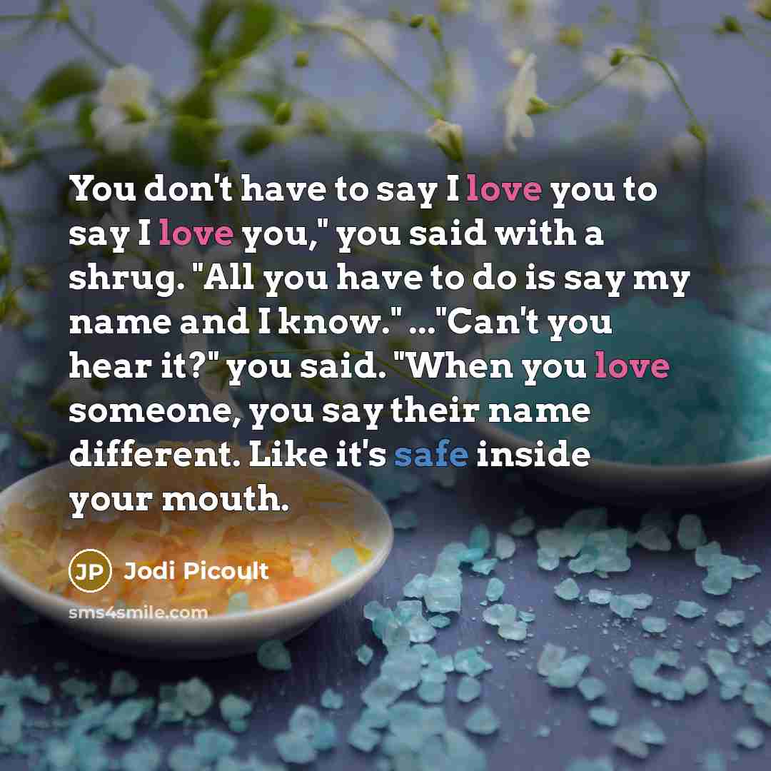 “You don't have to say I love you to say…” quote by Jodi Picoult