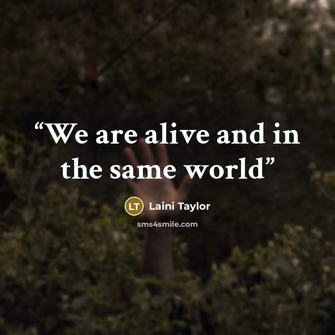“We are alive and in the same world” quote by Laini Taylor