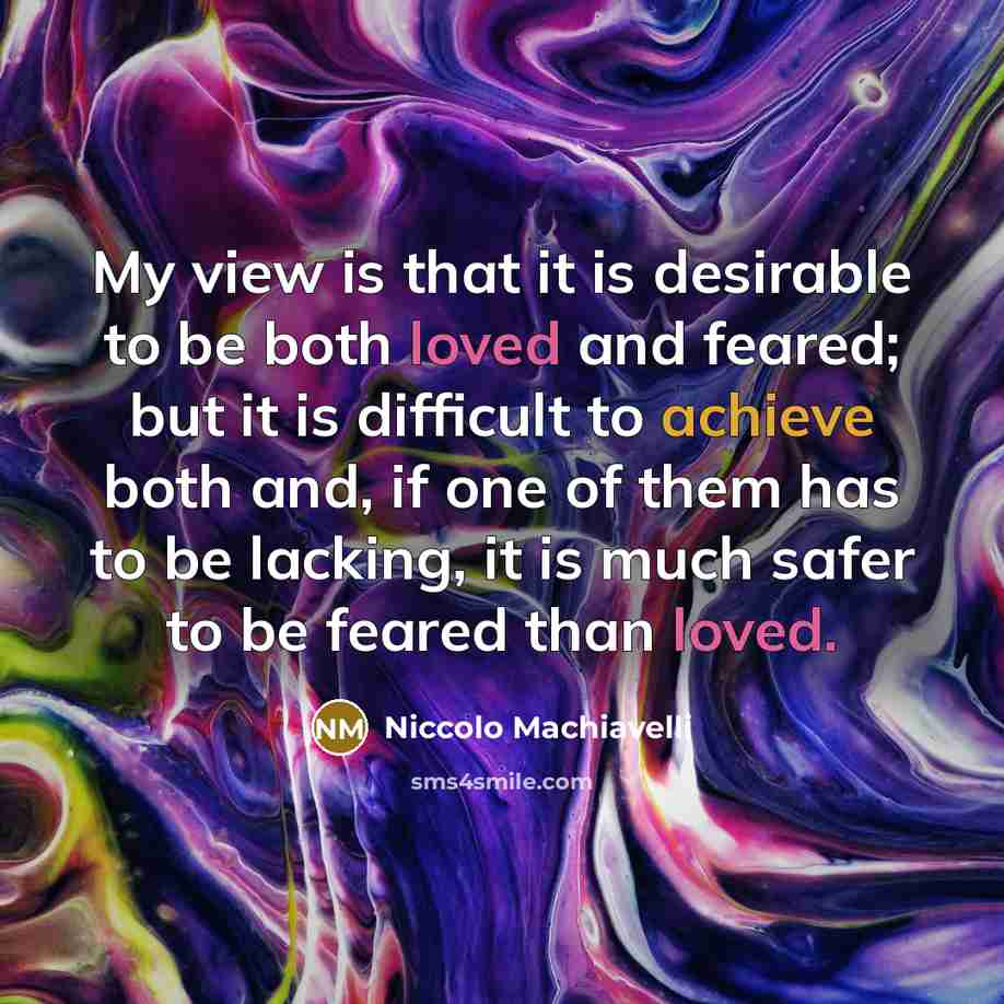 “My view is that it is desirable to be both…” quote by Niccolo Machiavelli