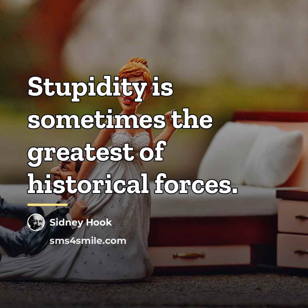 “Stupidity is sometimes the greatest of historical forces.…” quote by Sidney Hook