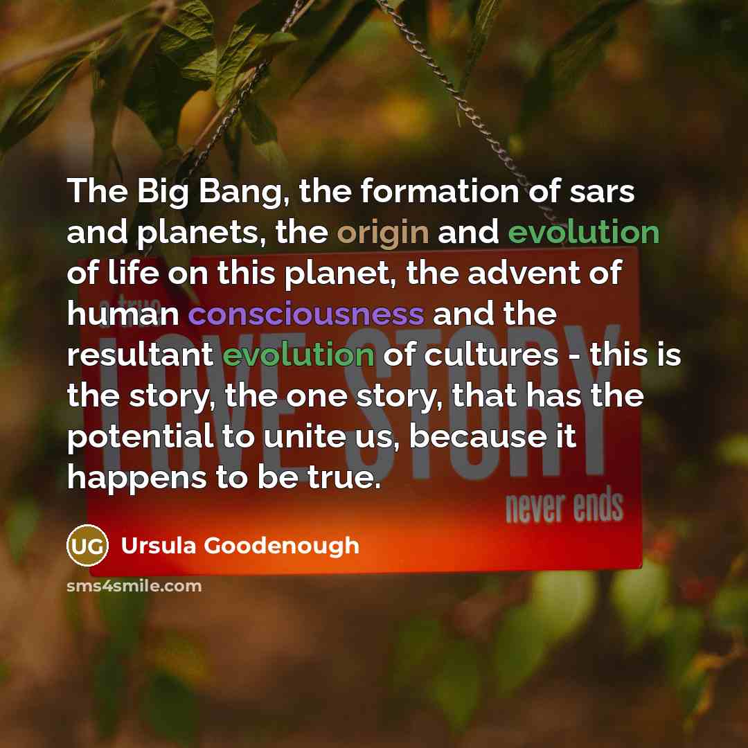 “The Big Bang, the formation of sars and planets, the…” quote by Ursula Goodenough