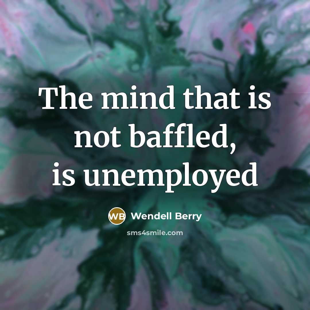 “The mind that is not baffled, is unemployed…” quote by Wendell Berry
