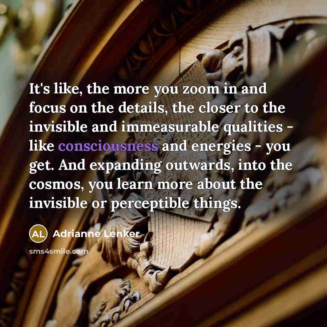 “It's like, the more you zoom in and focus on…” quote by Adrianne Lenker