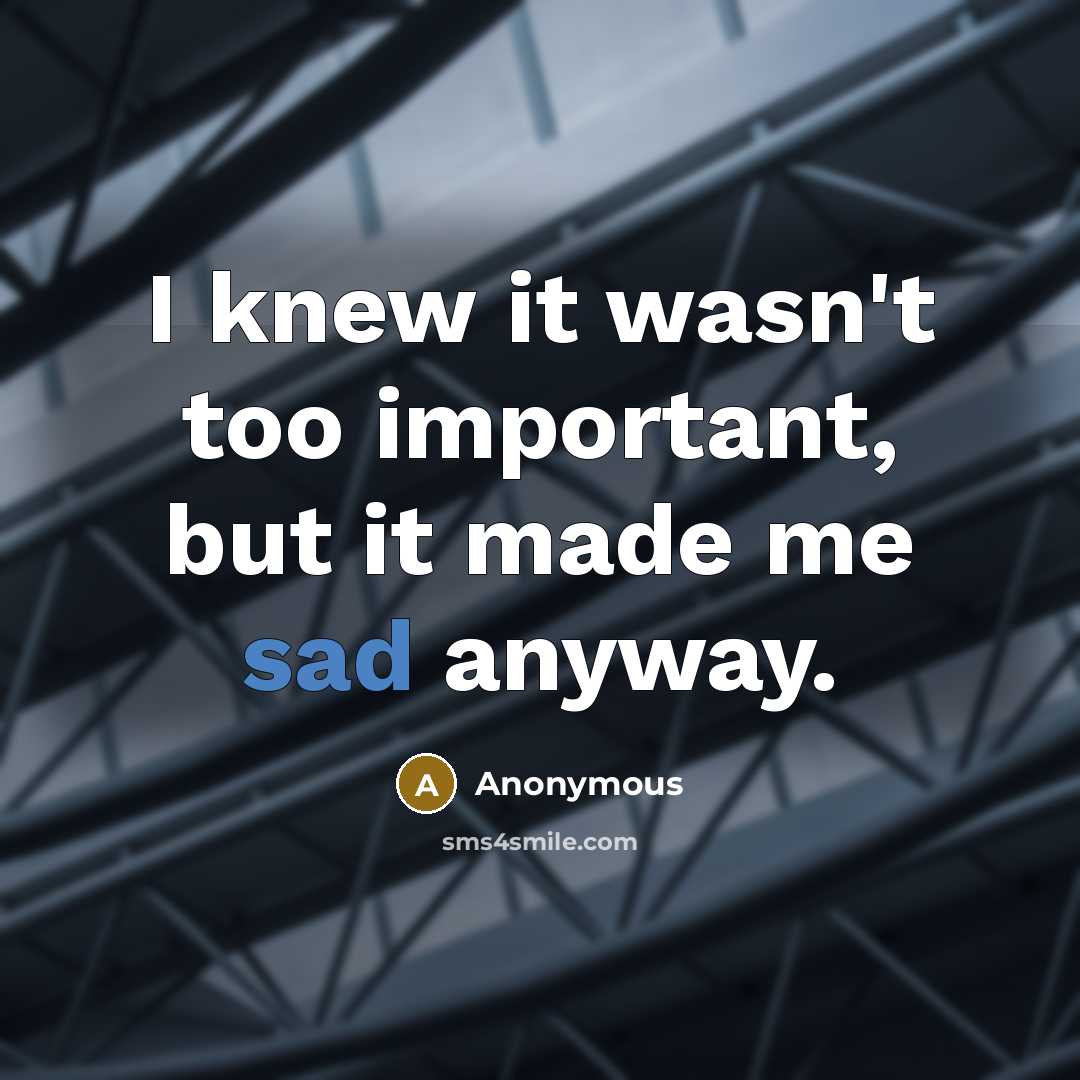 “I knew it wasn't too important, but it made me…” quote by Anonymous