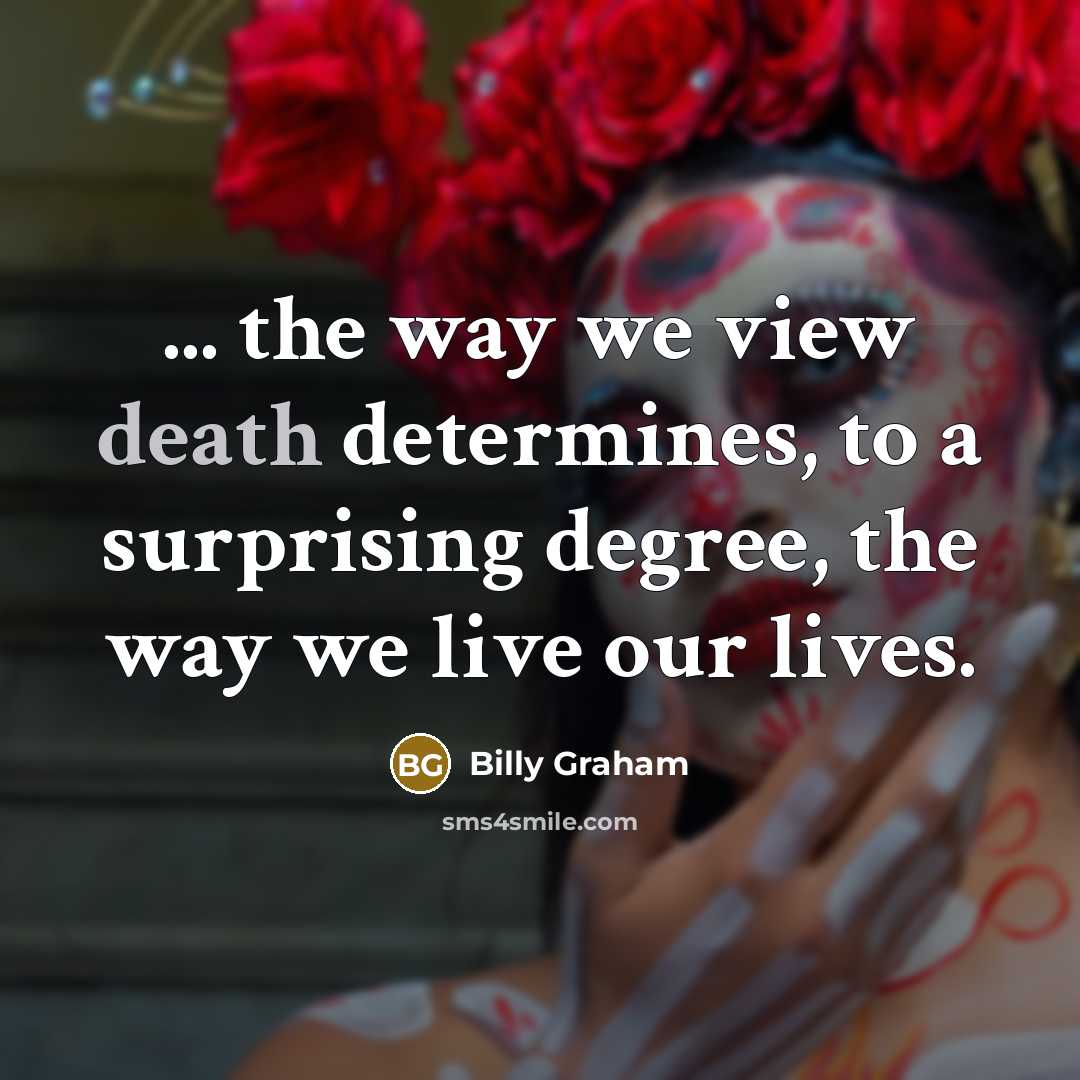“... the way we view death determines, to a surprising…” quote by Billy Graham