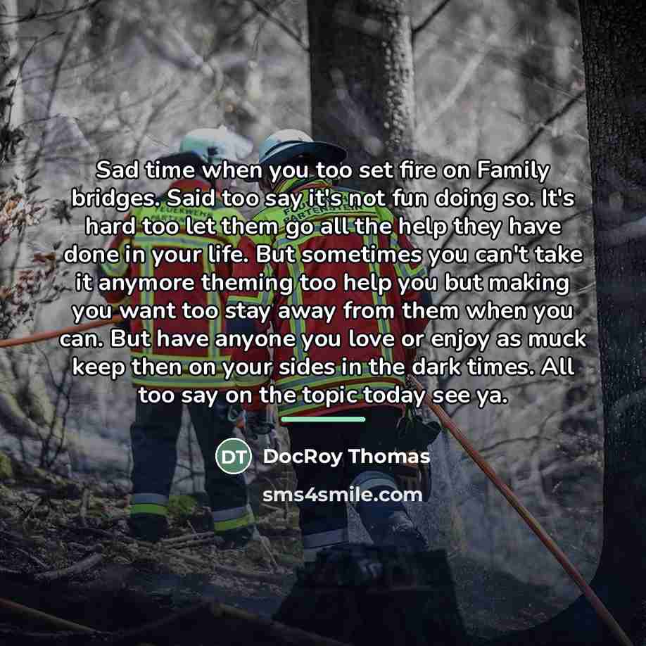 “Sad time when you too set fire on Family bridges.…” quote by DocRoy Thomas