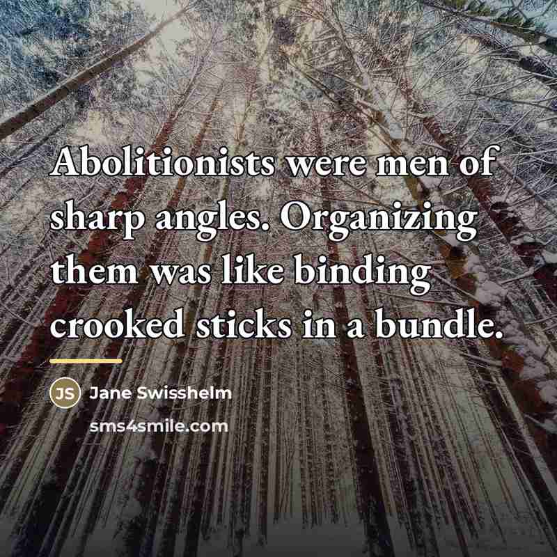 “Abolitionists were men of sharp angles. Organizing them was like…” quote by Jane Swisshelm