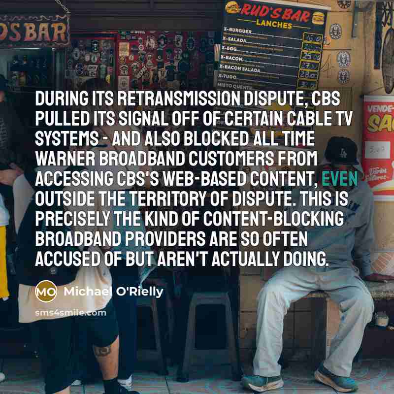 “During its retransmission dispute, CBS pulled its signal off of…” quote by Michael O'Rielly