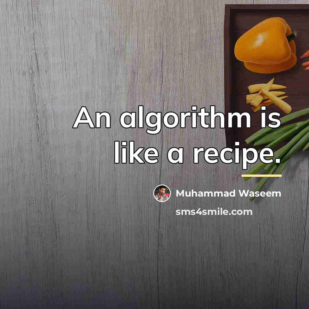 “An algorithm is like a recipe.…” quote by Muhammad Waseem