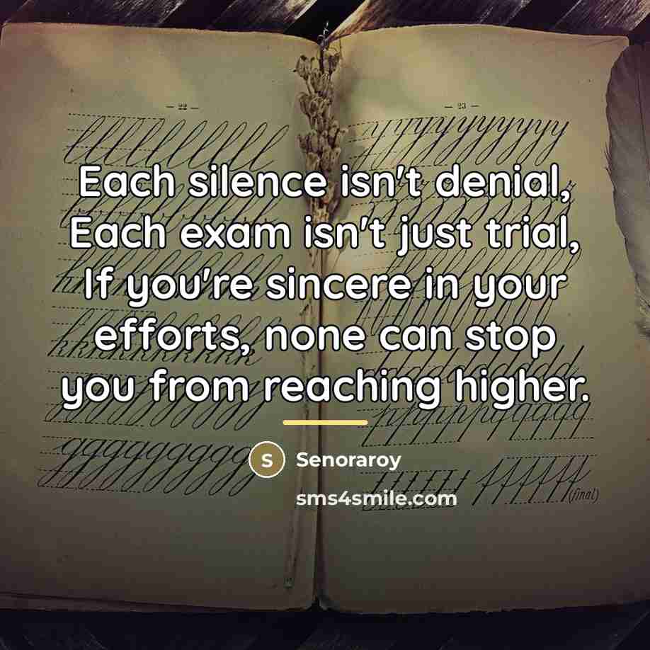 “Each silence isn't denial, Each exam isn't just trial, If…” quote by Senoraroy