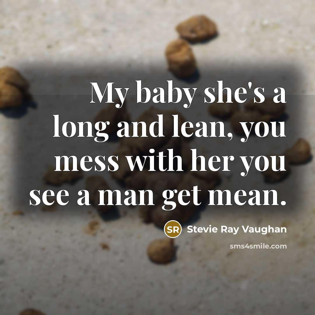 “My baby she's a long and lean, you mess with…” quote by Stevie Ray Vaughan