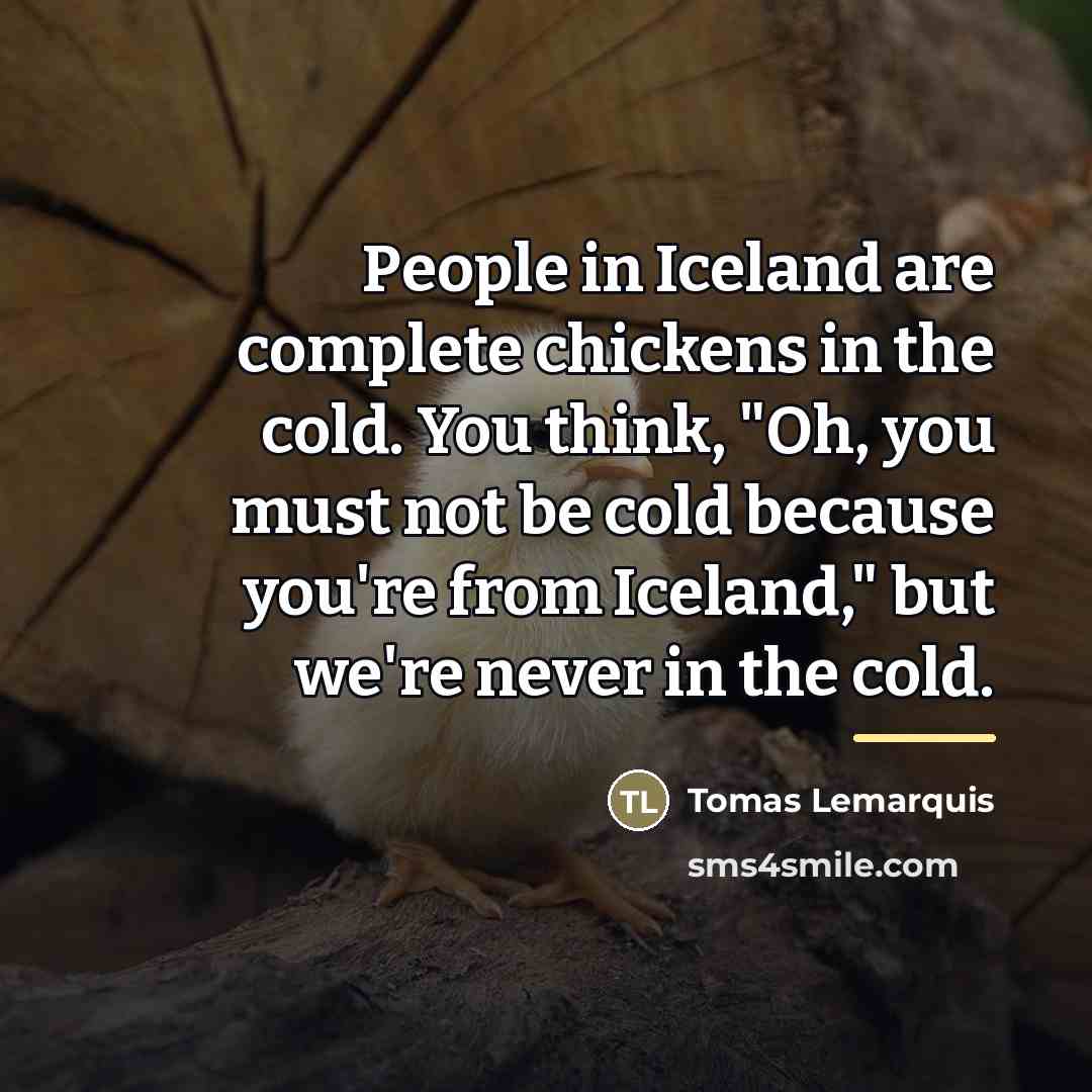 “People in Iceland are complete chickens in the cold. You…” quote by Tomas Lemarquis