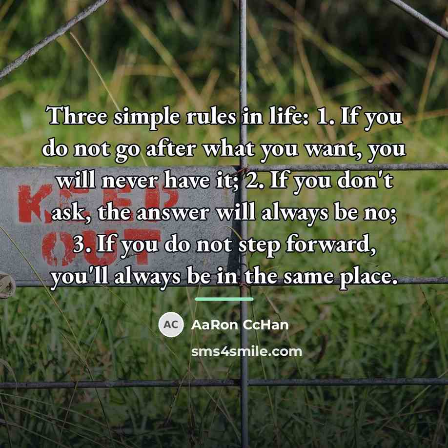 “Three simple rules in life: 1. If you do not…” quote by AaRon CcHan
