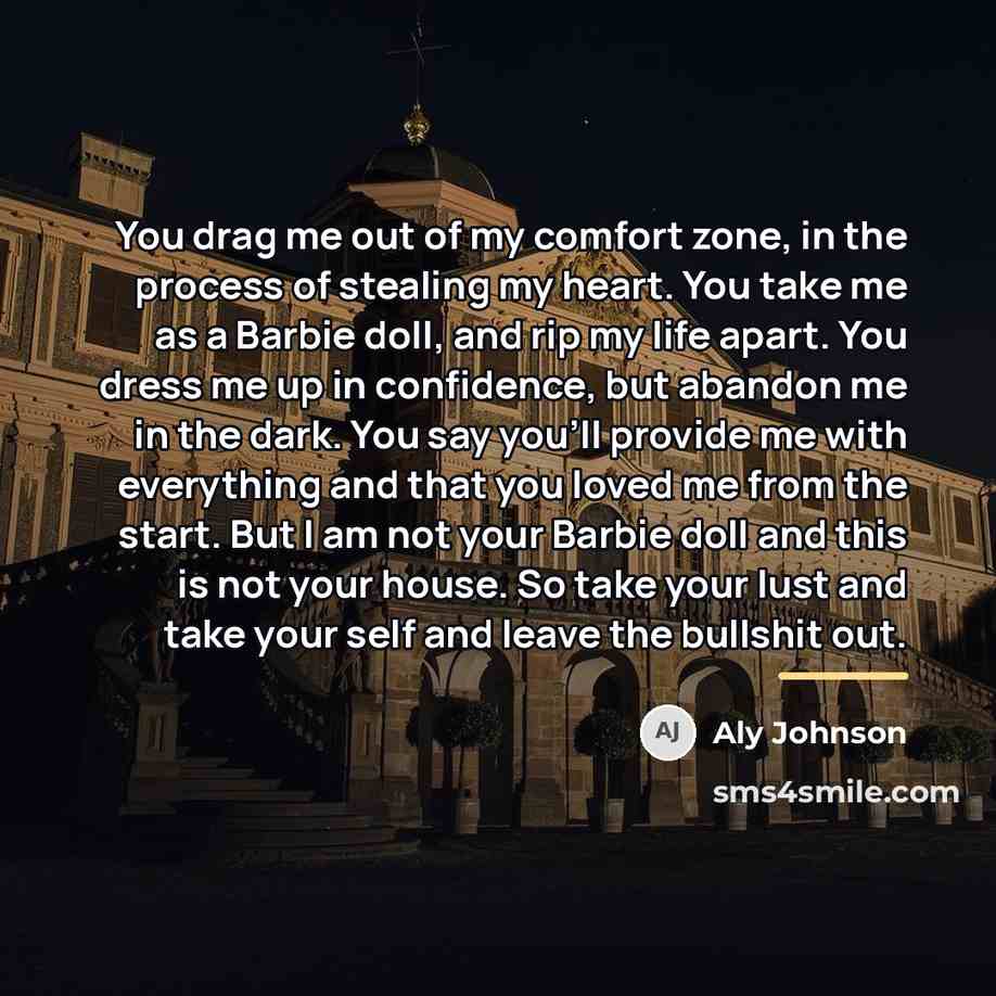 “You drag me out of my comfort zone, in the…” quote by Aly Johnson