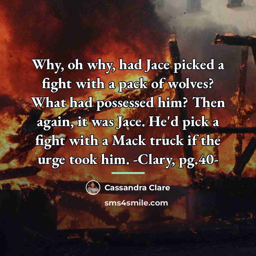 “Why, oh why, had Jace picked a fight with a…” quote by Cassandra Clare