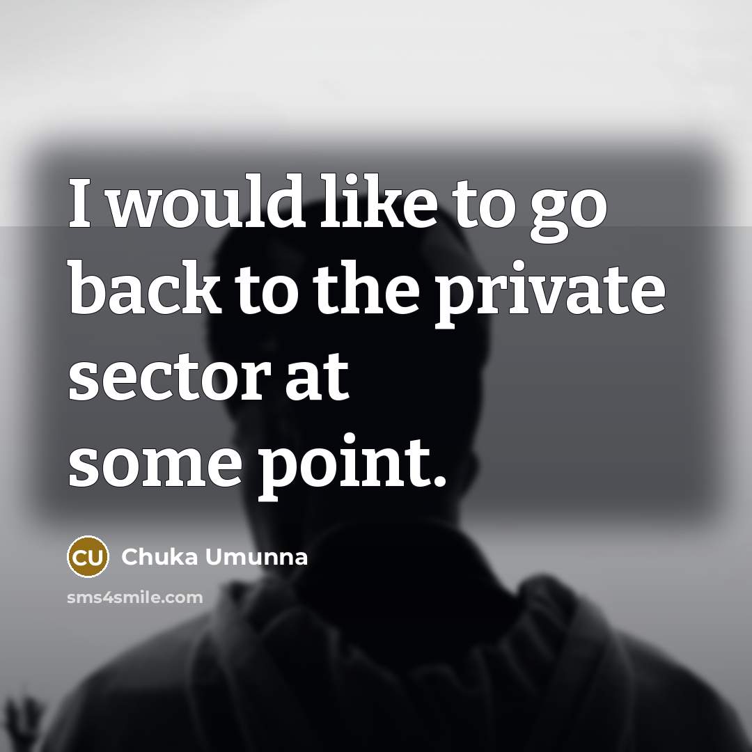 “I would like to go back to the private sector…” quote by Chuka Umunna