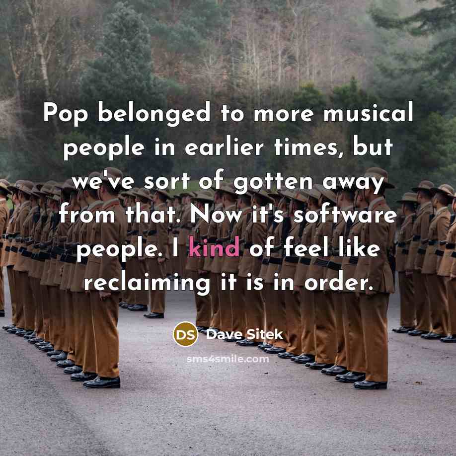 “Pop belonged to more musical people in earlier times, but…” quote by Dave Sitek