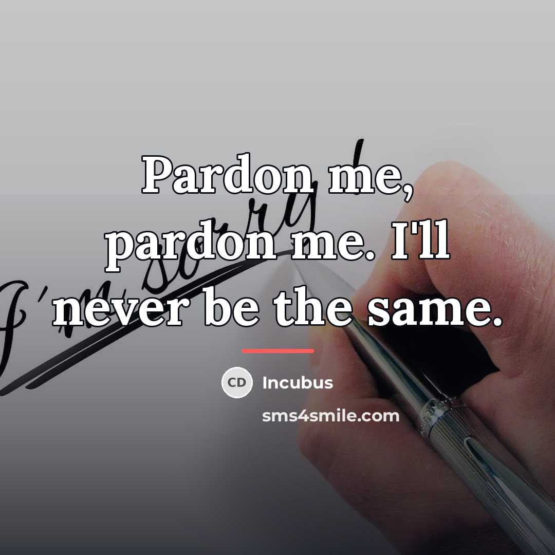 “Pardon me, pardon me. I'll never be the same.…” quote by Incubus