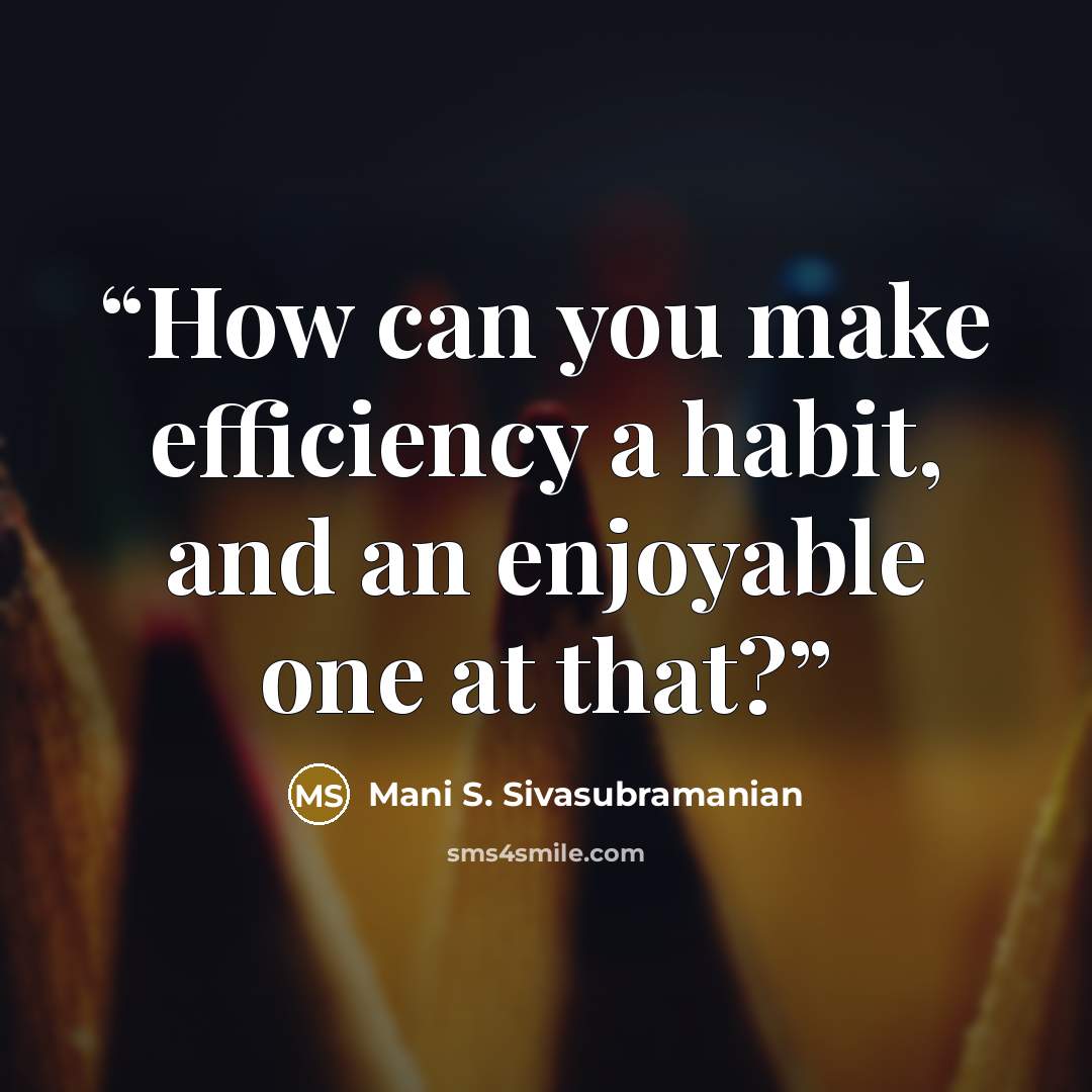 “How can you make efficiency a habit, and an enjoyable one at that?” quote by Mani S. Sivasubramanian