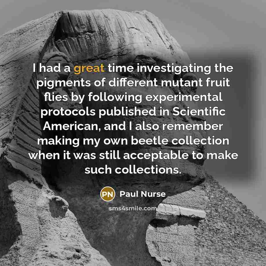 “I had a great time investigating the pigments of different…” quote by Paul Nurse