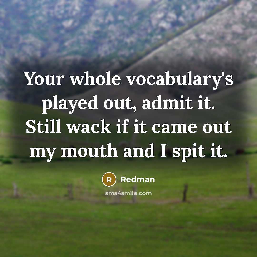 “Your whole vocabulary's played out, admit it. Still wack if…” quote by Redman