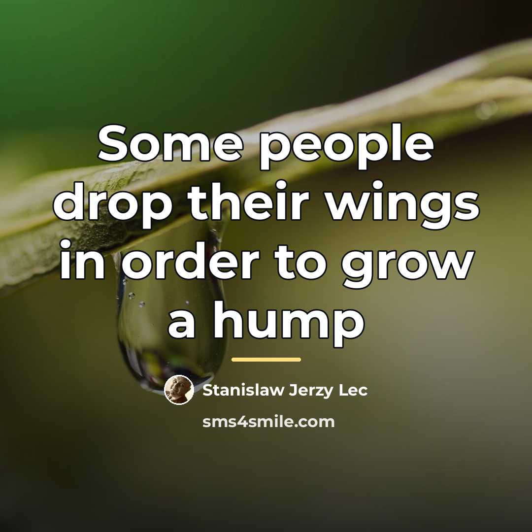 “Some people drop their wings in order to grow a…” quote by Stanislaw Jerzy Lec