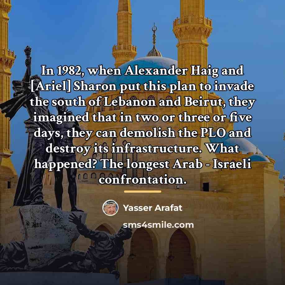 “In 1982, when Alexander Haig and [Ariel] Sharon put this…” quote by Yasser Arafat