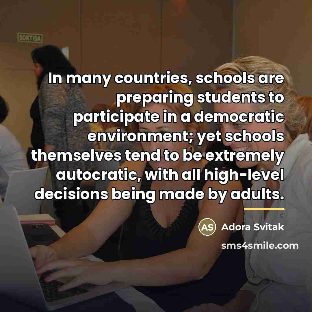 “In many countries, schools are preparing students to participate in…” quote by Adora Svitak