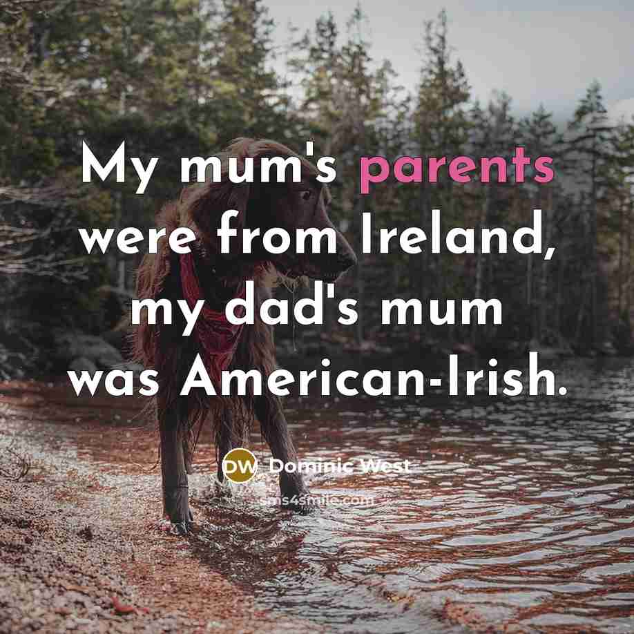 “My mum's parents were from Ireland, my dad's mum was…” quote by Dominic West