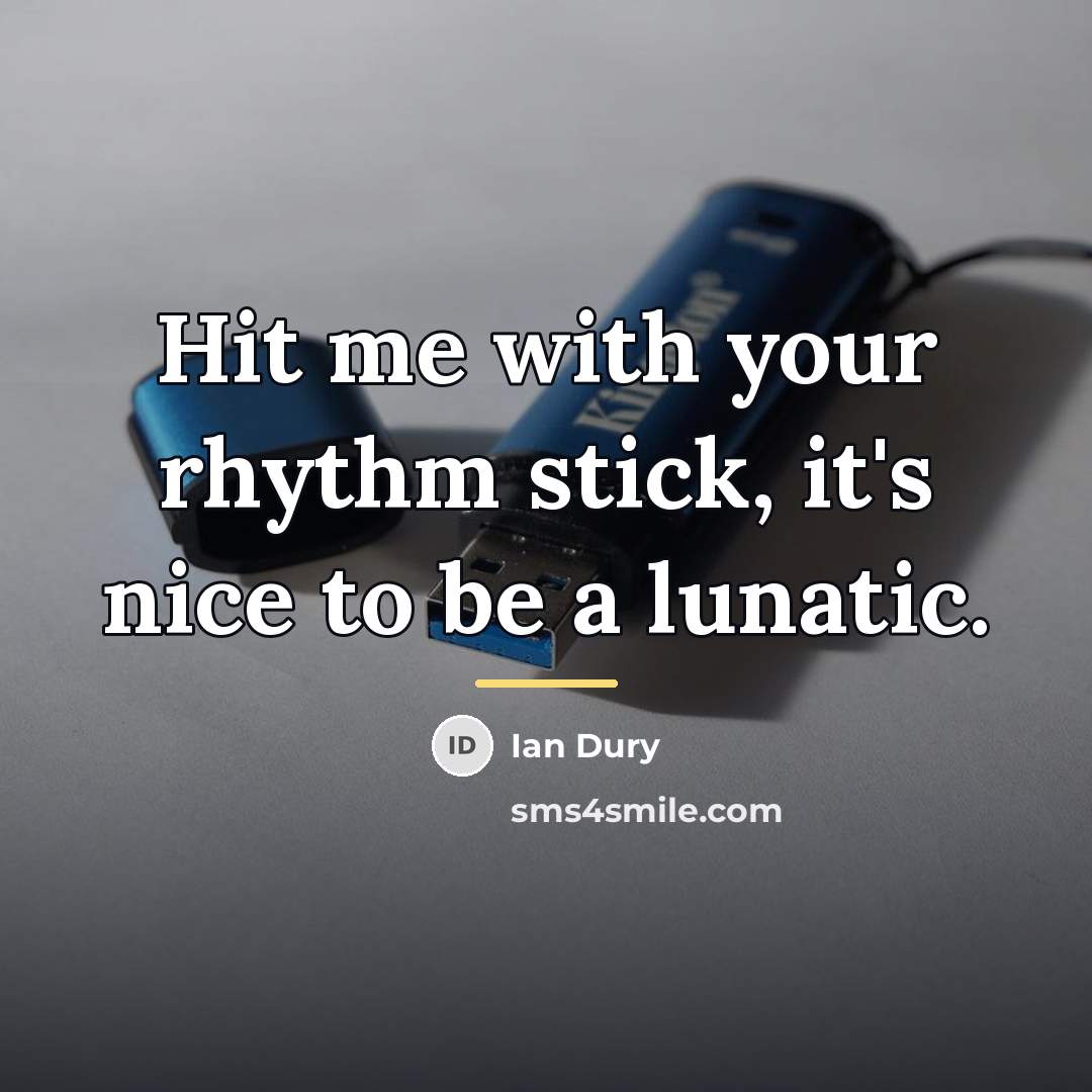 “Hit me with your rhythm stick, it's nice to be…” quote by Ian Dury