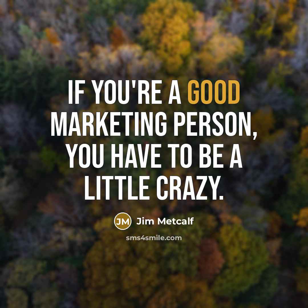 “If you're a good marketing person, you have to be a little crazy.” quote by Jim Metcalf