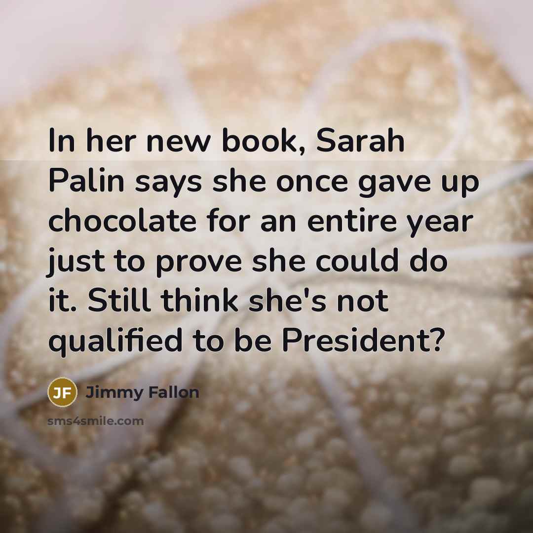 “In her new book, Sarah Palin says she once gave…” quote by Jimmy Fallon