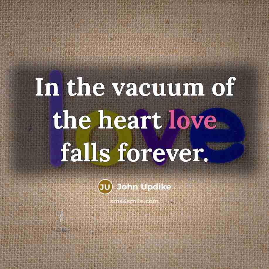 “In the vacuum of the heart love falls forever.…” quote by John Updike