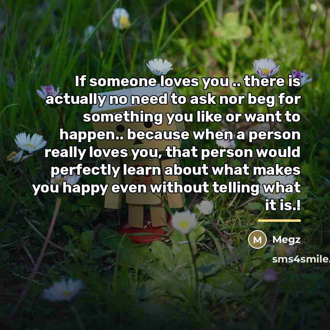 “If someone loves you .. there is actually no need…” quote by Megz