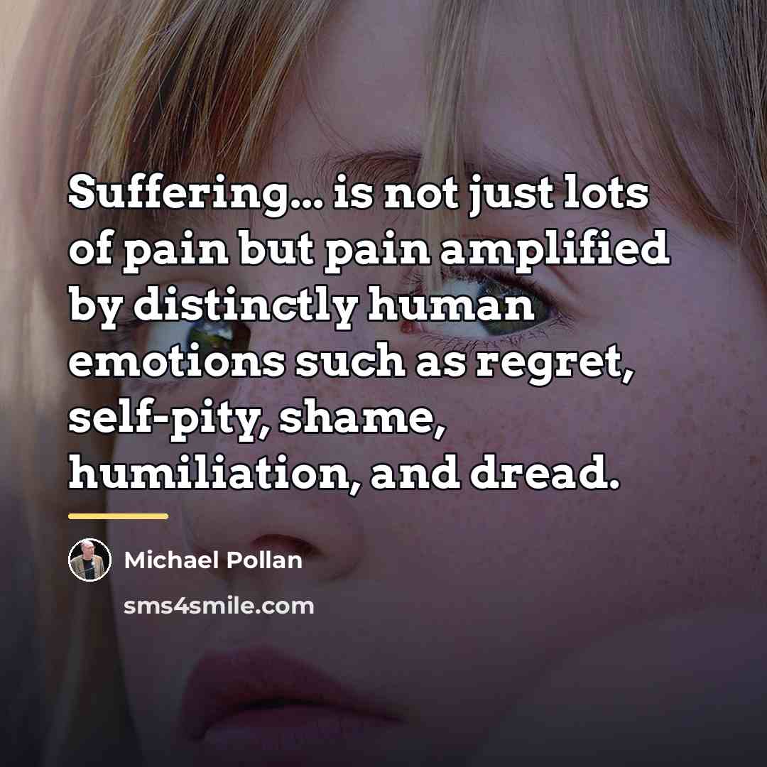 “Suffering... is not just lots of pain but pain amplified…” quote by Michael Pollan