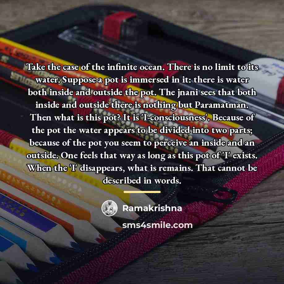 “Take the case of the infinite ocean. There is no…” quote by Ramakrishna