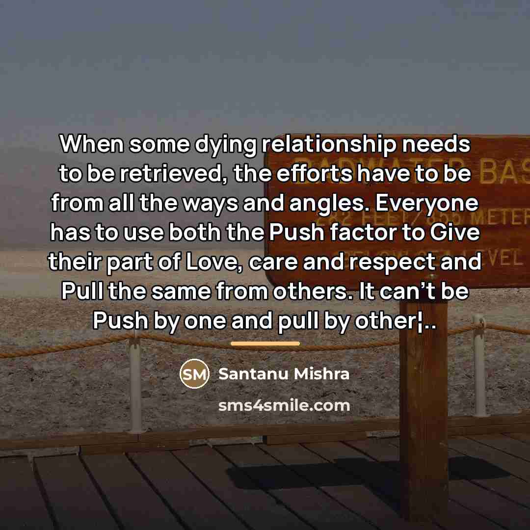 “When some dying relationship needs to be retrieved, the efforts…” quote by Santanu Mishra