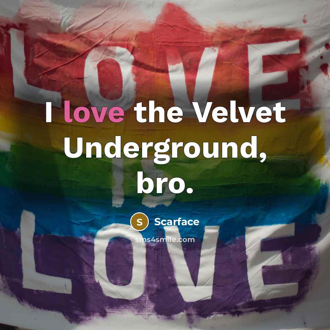 “I love the Velvet Underground, bro.…” quote by Scarface