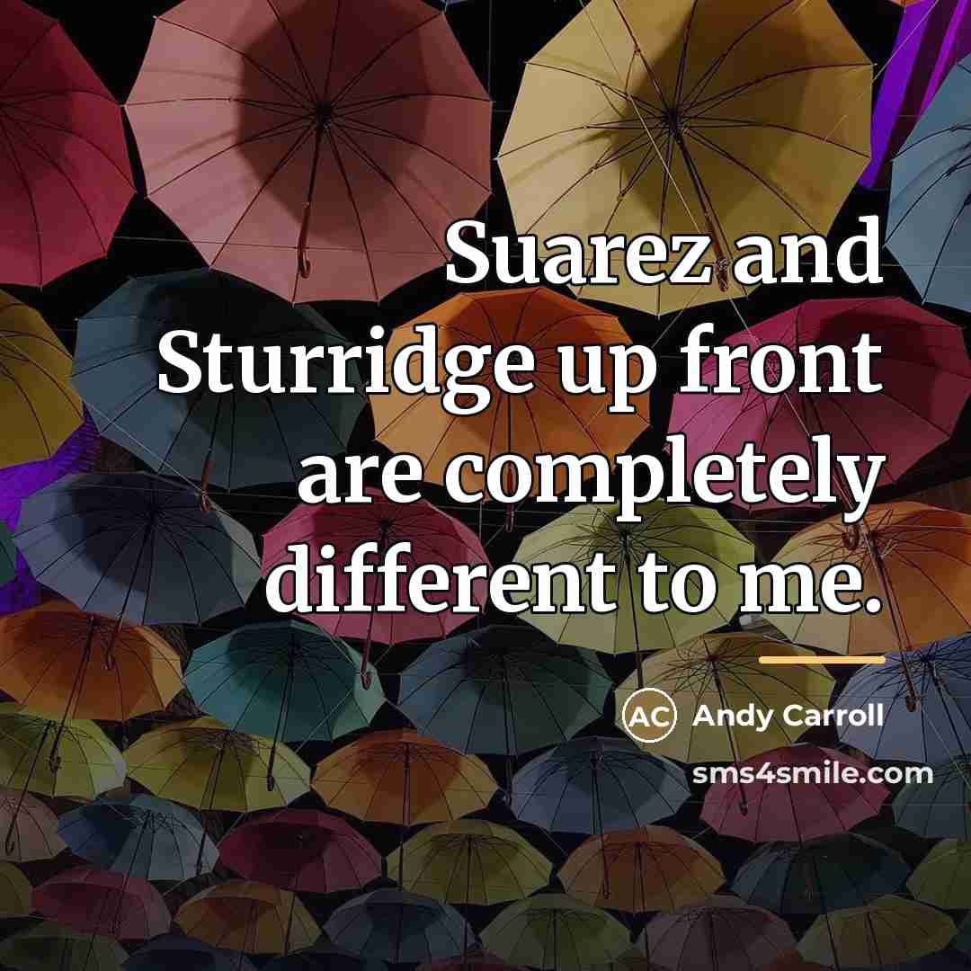 “Suarez and Sturridge up front are completely different to me.…” quote by Andy Carroll