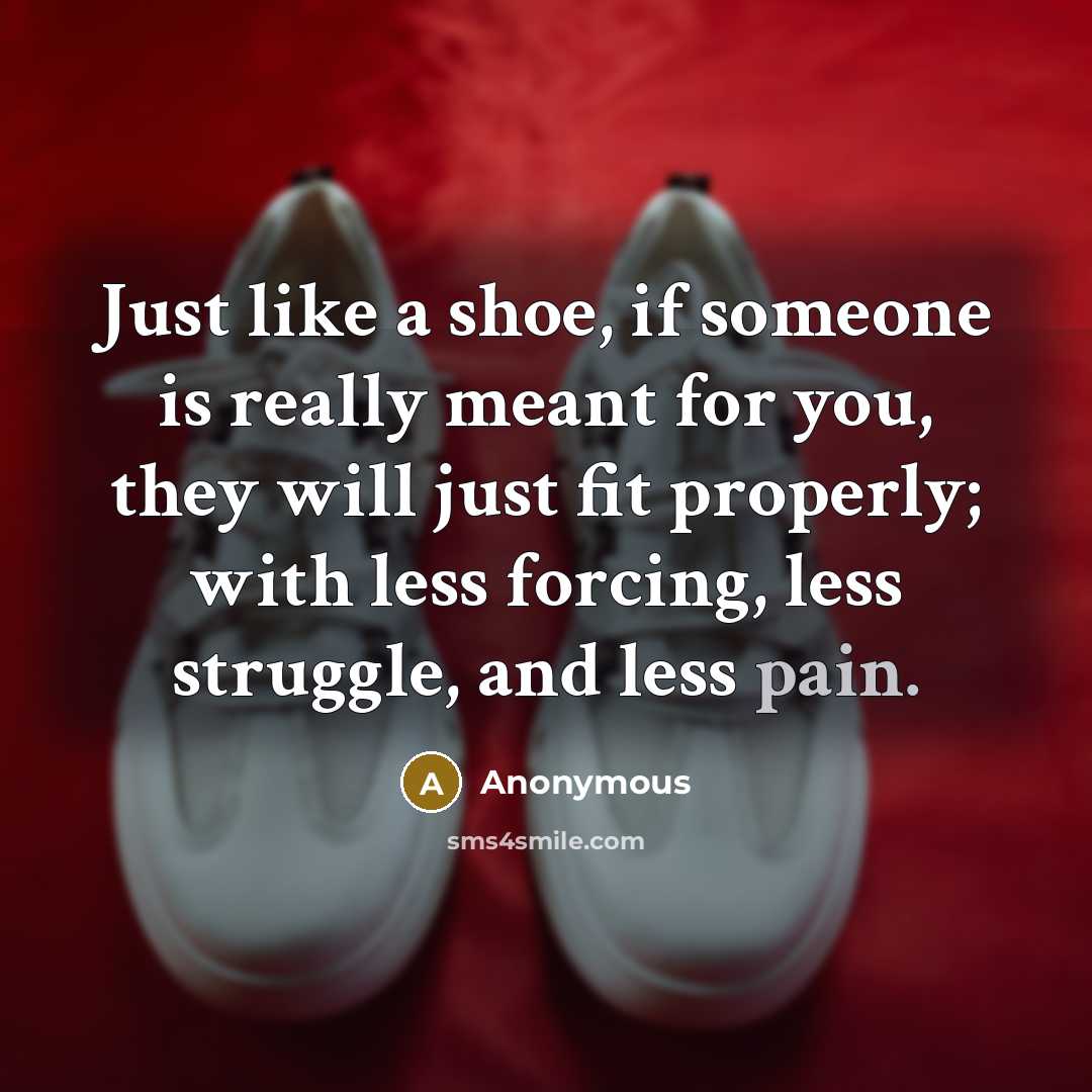 “Just like a shoe, if someone is really meant for…” quote by Anonymous